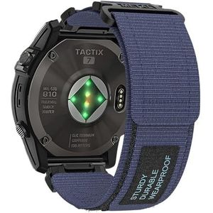 22 26 mm nylon band geschikt for Garmin Tactix 7 Pro/Fenix ​​7/7X Pro Quick Fit horlogeband for Tactix 7/AMOLED/Delta/Quatix 7X/5/6 armband (Color : Blue, Size : 26mm Tactix Bravo)