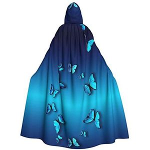 LHMDPBE Mannen Vrouwen Hooded Halloween Kerstfeest Cosplay Kostuums Gewaad Mantel Cape Unisex Mooie Blauwe Vlinder Prints