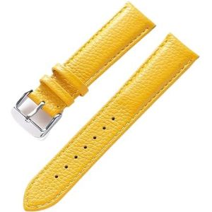 LQXHZ Lederen Band Dames Zacht Leer Lychee Graan Koeienhuid Horlogeband Heren Waterdicht 14 16 18 Mm Horlogeketting Accessoires (Color : Yellow, Size : 14mm)