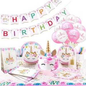 FeestmetJoep® Eenhoorn verjaardag 1,2,3,4,5 jaar - Unicorn versiering - Feestartikelen eenhoorn 16 personen - Eenhoorn feestdecoraties - Verjaardagsversiering eenhoorn - Eenhoorn verjaardagsfeest