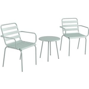 Outsunny - Bistroset - Groen - Staal - 3-delig met 1 Tafel en 2 Stoelen