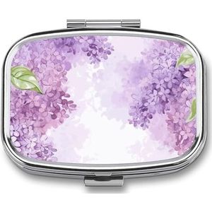 Lila Bloemen in Blossom Pillendoos Pil Case Leuke Pil Organizer Pil Houder Geneeskunde Pil Organizer Pil Container Dagelijkse Pil Organizer Kleine Pillendoos Pil Case voor Portemonnee Pocket