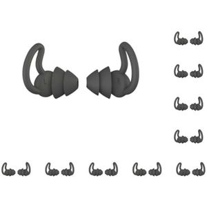 10 Set van Slapen Oordopjes Siliconen Oordopjes Ruisonderdrukking Herbruikbare Oordopjes voor Kantoor Thuis, Zwart, 2 Lagen, Premium Zwart, 2Layer