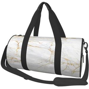 Wit en goud marmer, grote capaciteit reizen plunjezak ronde handtas sport reistas draagtas fitness tas, zoals afgebeeld, Eén maat