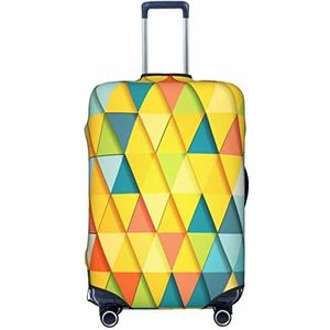 CARRDKDK Gradiënt blauwe denim bedrukte kofferhoes, bagagebeschermer kofferhoes, individuele bagagehoezen met hoge elasticiteit (S, M, L, XL), Kleurrijke driehoek, XL(37.2''H x 27.7 ''W)
