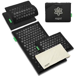 AyurMat Premium acupressuurmat en kussenset - natuurlijke milieuvriendelijke linnen en kokosvezel, ergonomisch ontwerp, verlicht stress en spanning, met draagtas, Full Body Pro-set