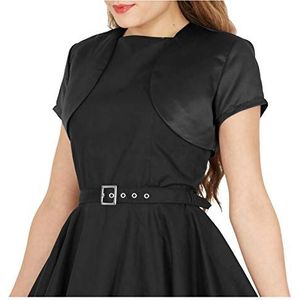 BlackButterfly Satijn Bolero Jasje - Kort Mouw (Zwart, M)
