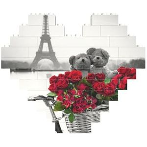 Romantische Eiffeltoren Gedrukt Bouwstenen Blok Puzzel Hartvormige Foto DIY Bouwsteen Puzzel Gepersonaliseerde Liefde Baksteen Puzzels voor hem, voor haar, voor geliefden