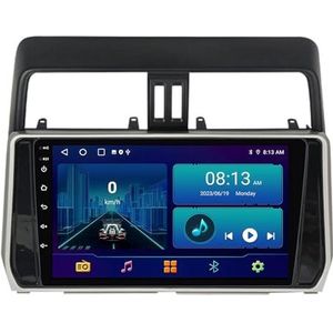Dubbele DIN Android 14 autoradio voor Toyota Land Cruiser Prado 150 2017-2018 9 Duim QLED Touch screen-met Draadloze Carplay Android Auto GPS navigatie 4G WiFi Stuurwielbediening achteruitrijcamera(P4