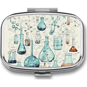 Pillendoos Chemie Print Gedrukt Rechthoek Geneeskunde Doos 2 Compartiment Geneeskunde Case voor Pocket Purse en Reizen