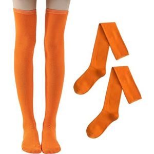 NYGGTYK 1 paar sokken dames oranje kniekousen overknee-kousen hoge dijsokken overknee-kousen dames thermische kniekousen extra lange laarssokken voor kostuumfeest, carnaval (oranje), oranje, One size