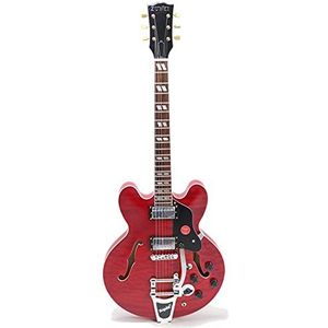 335 Style Jazz Elektrische Gitaar Rechtshandige 6-snarige gitaar met semi-holle body, mahonie hals, palissander toets, Tremolo (rood)