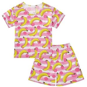 YOUJUNER Kinder pyjama set gele banaan korte mouwen T-shirt zomer nachtkleding pyjama lounge wear nachtkleding voor jongens meisjes kinderen, Meerkleurig, 5 jaar