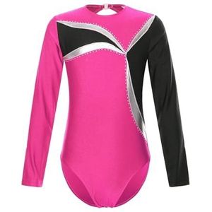 AYWTIUN Gymnastiekpakjes voor meisjes, balletdanspakje voor meisjes, kunstschaatsen, lange mouwen, ritmische gymnastiekbody, Donker Roze, 14 Years