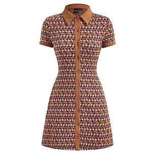 jurken voor dames Allover print jurk met knopen (Color : Brown, Size : L)