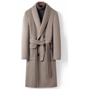SENLA Dubbelzijdige kasjmierjas Halflange herenjas met dubbele rij knopen Badjaskraag Wollen jas (Color : D, Size : M)