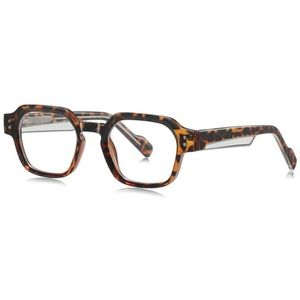 moomoobird Blauw licht blokkerende bril vierkante bril retro bril montuur voor mannen vrouwen TR90 montuur bril, Luipaard met helder