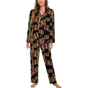 Vissen Retro Vintage Lange Mouw Pyjama Sets Voor Vrouwen Klassieke Nachtkleding Nachtkleding Zachte Pjs Lounge Sets