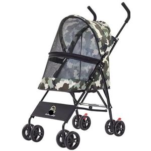 Dierenkar Lichtgewicht huisdierwagen Hond Kat uit trolley Snel opvouwbare vierwielige draagbare huisdierwagen Hond (Color : Camouflage green)