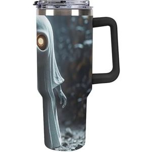 STVNKML 40 oz beker met handvat Ghost Imp roestvrijstalen koffiemok herbruikbare reismok lekvrije geïsoleerde autobeker grote capaciteit beker voor reizen, buiten, thuisgebruik (zwart)