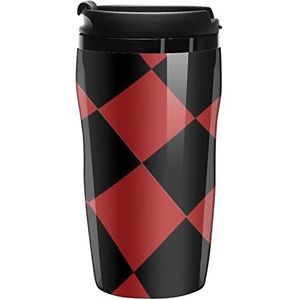 Rode En Zwarte Vierkanten Koffiekopjes Met Deksels Dubbele Muur Plastic Reizen Koffie Mok Verwijderbare Dranken Tumbler 250ml