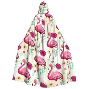 WURTON Flamingo volledige lengte carnaval cape met capuchon cosplay kostuums mantel, 190cm