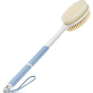 Achterschrobber, antislip voor douche, rugborstel, lange handgreep met stift en zachte borstels, body exfoliator voor bad of droge borstel