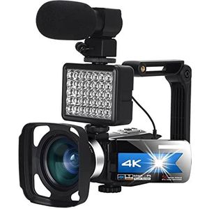 Vlogcamera, Digitale vlog camera camcorder met microfoon 4K camera video camcorder ultra HD Camera 5 6MP 3.0 Inch touchscreen wifi vlogging camera(64G SD canrd,K1-Blue Kit)