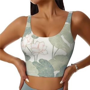 Zwarte Lily Pads Print Comfortabele Vrouwen Sport Vest Yoga Workout Vest Voor Vrouwen Lichtgewicht Zomer, Zwart, S