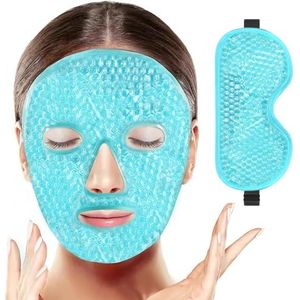 BeeVines Gel Oogmasker, 2 Pak Verkoelende Ijsslaapmaskers voor Wallen in de Ogen voor Mannen & Vrouwen, Koud & Warm Slaapcompress voor Postoperatie, Wallen, Allergieën (04 Blue Face&Eye mask)