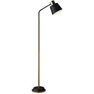 Retro Lamp voor Binnen Moderne eenvoudige ijzeren vloerlamp verstelbare lampenkap lezing lamp woonkamer vloerlicht staande licht for slaapkamer sofa Vintage Staande Lampen (Color : A-Black Gold)