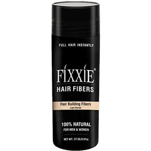 FIXXIE Lichtblond haarvezels voor dunner wordend haar 27,5 g fles, haarvezel concealer voor haaruitval voor mannen en vrouwen, natuurlijk dikker uitziend haar met keratine haarvezels.