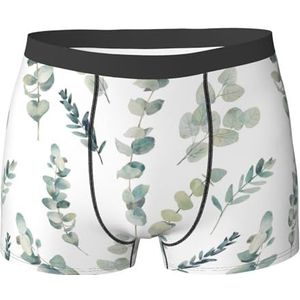 ZJYAGZX Witte boxershorts met natuurlijk groen twijgprint voor heren - comfortabele ondergoedbroek, ademend vochtafvoerend, Zwart, L