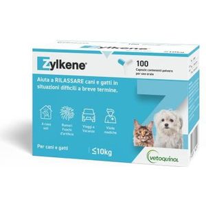 Zylkene aanvullende voeding, katten en honden tot 10 kg, ontspannend voor onaangename situaties, 100 capsules à 75 mg