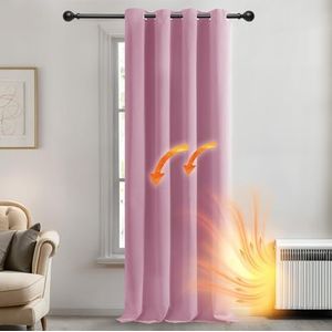 Deconovo Verduisteringsgordijnen Grommet 84 inch Lengte, Thermische Gordijnpanelen voor Slaapkamer, Woonkamer, 140x260 cm (B x H), Roze, 1 stuk