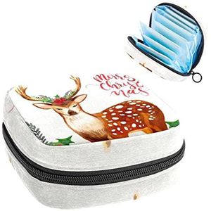 Opbergtas voor maandverband Pads, Menstruatie Cup Pouch, Periode Bag Organizer voor vrouwelijke Pads Tampons, Kerst Rendier