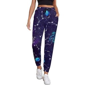 Space Spiral Galaxies Joggingbroek voor dames, hardloopbroek, vrijetijdsbroek, elastische taille, lang, met zakken