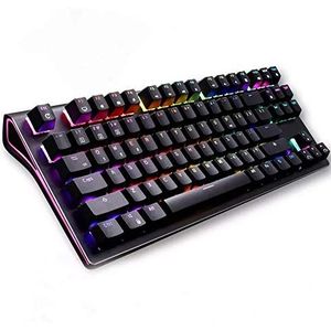 Gamingtoetsenbord, Mechanisch gamingtoetsenbord met 87 toetsen, draadloos, Bluetooth 3.0, USB-kabel, RGB-achtergrondverlichting, zwart(Brown Switch)