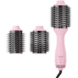 VEVOR Warme luchtborstel, ionen-föhnborstel met gegalvaniseerd titanium en 65/75 mm keramische coatingskop, 4-in-1 haarstyler en volumegever met 4 temperatuurniveaus voor krullen, drogen en gladmaken