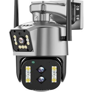 Beveiligingssysteem, 4K 8MP Verrekijker Camera Buiten 10X Zoom 2.8-12mm Drie Lens Beveiliging PTZ Camera Auto Tracking P2P CCTV Video Surveillance(4MP With 64G SD)
