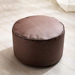 Ronde Zitzak Lederen Luie Fauteuil Met Vulling Zitzak Ligstoel 18x18x11 inch Effen Kleur Luie Zitzak Stoel