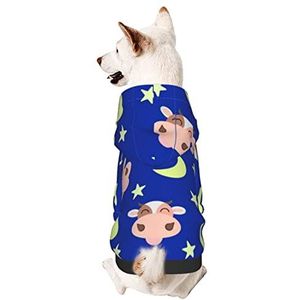 Hond Capuchonsweater, Koe Maan En Sterren Patroon Huisdier Kleding Comfort Hoodies Kleding Comfortabele Hond Onesies Voor Kleine Medium Hond Kat XL