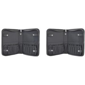 Make-up borstels Organizer Bag Cosmetische tas Pouch draagtas voor thuisgebruik, 2 set (zwart), 24x15x4cm, als beschrijving