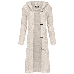 Mikos* Dames Cardigan mantel herfst wol gebreide jas met capuchon lange pullover herfst winter beige grijs zwart S M L XL 36 38 40 42 (988), lichtbeige, 42