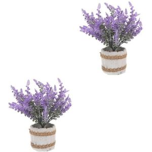 MAGICLULU 2 Stuks lavendel potplant bureau decoraties paarse lavendel nep kunstmatige planten ornament bonsai decor voor thuis valse groene planten huishouden plant in bloempot