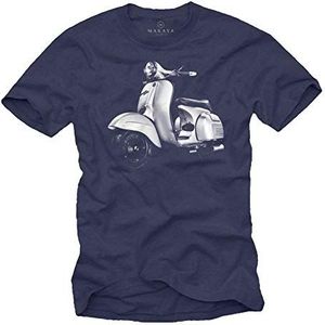 MAKAYA Cool Roller T-Shirt Voor Heren Bedrukt In Het Blauw Met 125Cc Special Accessoires Maat XXL