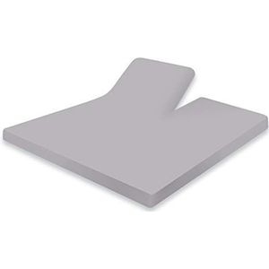 Splittopper Hoeslaken Jersey Katoen - 180x200cm - licht grijs - Split Enkel - Single Split