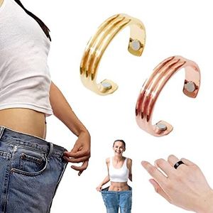 Lymfatische Drainage Therapeutische Magnetische Ring, Koperen Magneet Ringen Opening Verstelbare, Lymfe Detox Ring voor Mannen en Vrouwen (#B, Rose Gold+Goud)