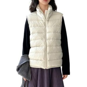 HGKPFGTG Gewatteerd Damesvest Met Gewatteerde Afwerking Lichtgewicht Volledige Ritssluiting Opstaande Kraag Mouwloos Gewatteerd Donsjack, Jassen,Apricot,S