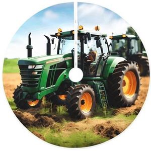 Bedrijf boerderij tractor print rustieke kerstboom rok, gewatteerde kerstboom rok, perfect voor Kerstmis, Halloween